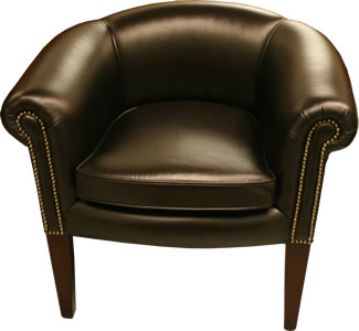 Plain Back Black Leather Tub Chair