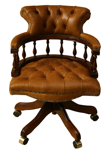 Captains Chair in Mahogany finish and Bruciato Leather