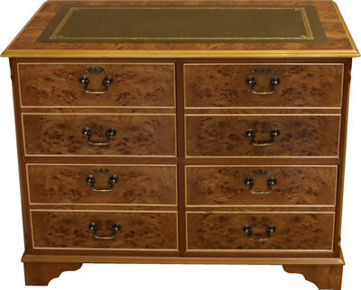 4 Drawer Reproduction Filing Cabinet in Burr Elm