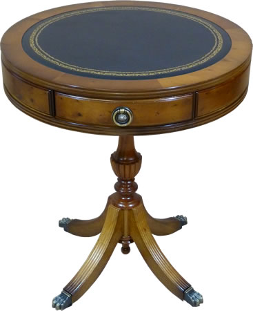 Leather top reproduction drum table