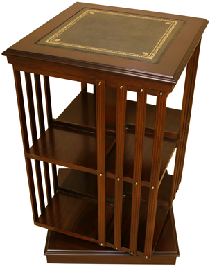 reproduction leather top revolving bookcase