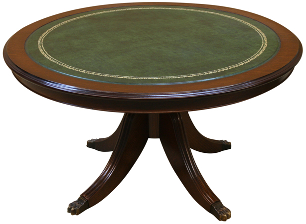 round and oval reproduction coffee tables leather top