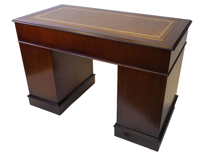 Twin Pedestal Desk Mahogany Leather Top