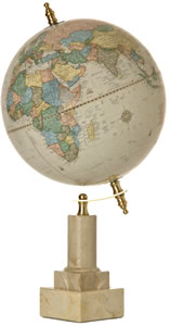 Globe  on Marble Base with Brass Fittings
