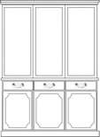 3 door reproduction library bookcase